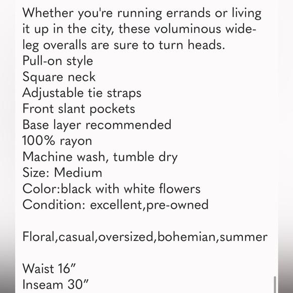 Free People Sweet in the Streets Printed Floral Jumpsuit Overalls M - Picture 14 of 14